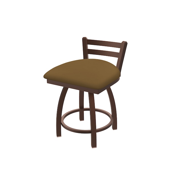 18" Low Back Swivel Vanity Stool, Bronze Finish, Canter Saddle Seat